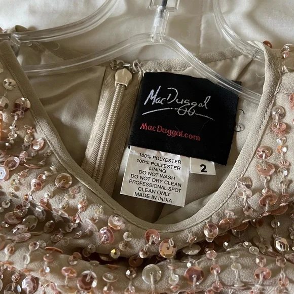 Mac Duggal Nude Sequined High Neck Sleeveless Column Maxi Gown NWT size2 - Picture 6 of 12